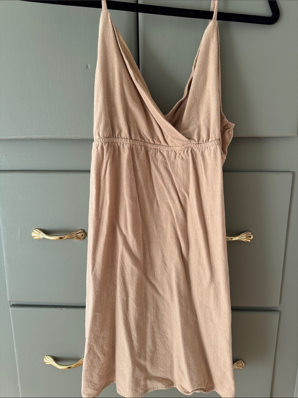 Double Zero Beige Spaghetti Strap Midi Dress